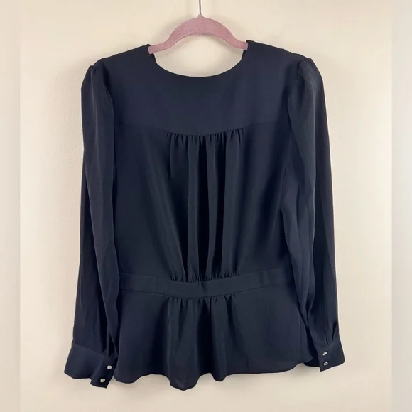 Tommy Hilfiger Black Faux Wrap Blouse - Picture 4 of 4